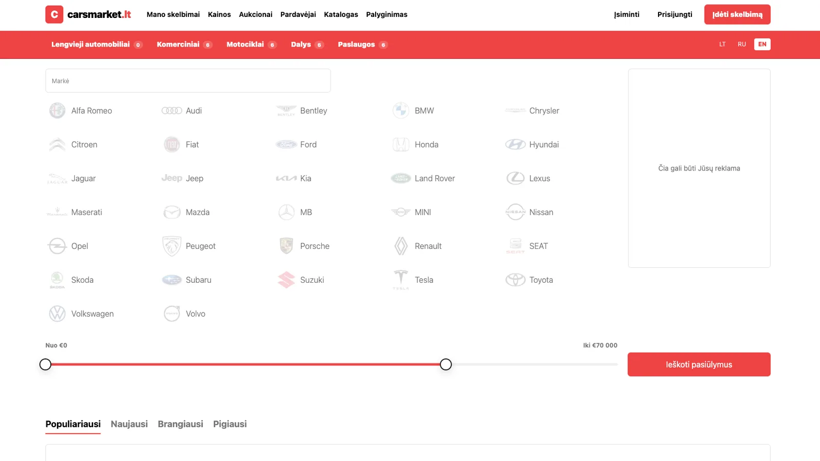 carsmarket.lt screenshot