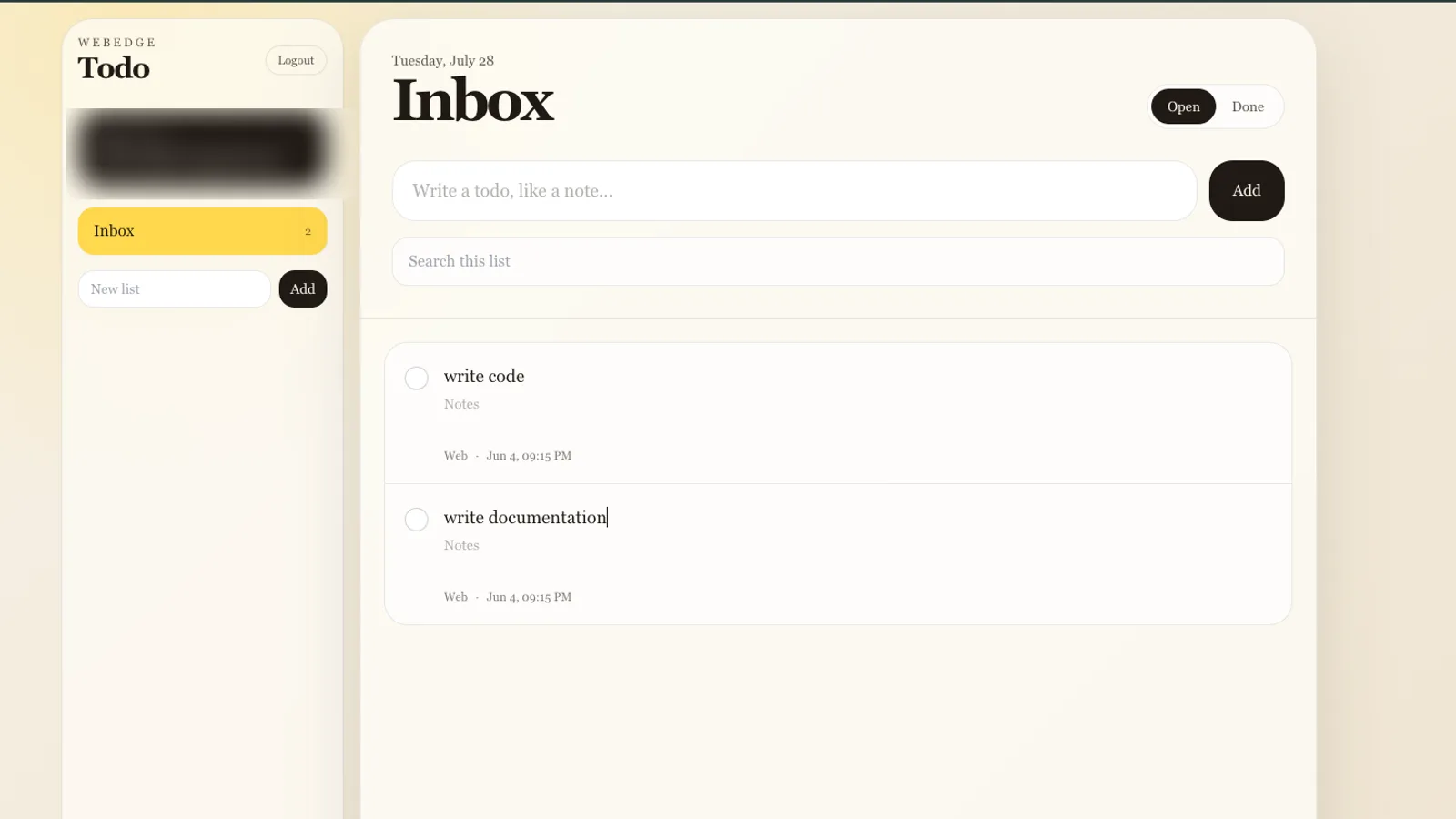 WebEdge Todo screenshot