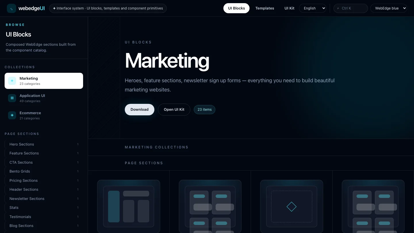 WebEdge UI design system screenshot